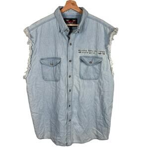 V Twin Men's Size 2X Vintage Sturgis Biker Rally Week South Dakota Denim Shirt